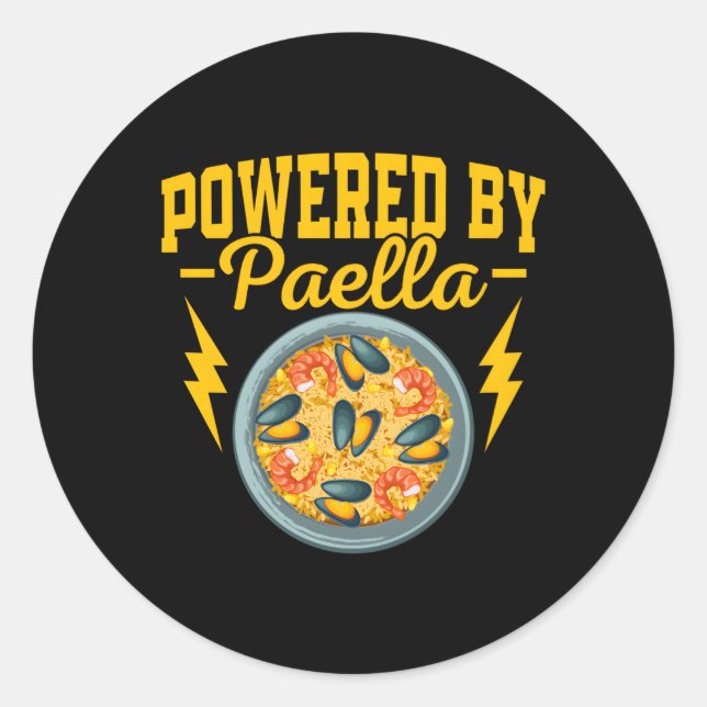 Sticker Rond Alimenté Par Paella Espana Rice Plat (Devant)