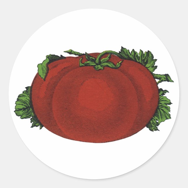 Sticker Rond Aliments Anciens, Tomate Mûre, Légumes et Fruits (Devant)