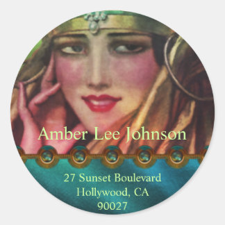 Sticker Rond Alkmaar Cachemire en Aqua & Gold