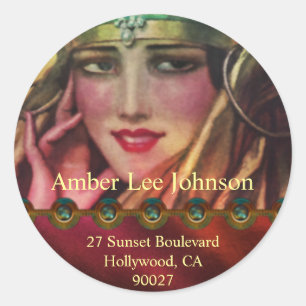 Sticker Rond Alkmaar Cachemire en rouge et or