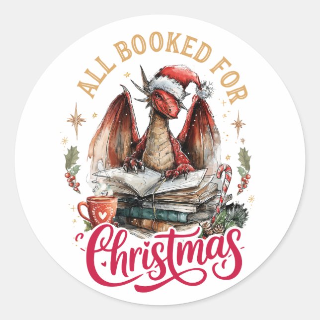 Sticker Rond All Booked for Christmas Dragon  (Devant)