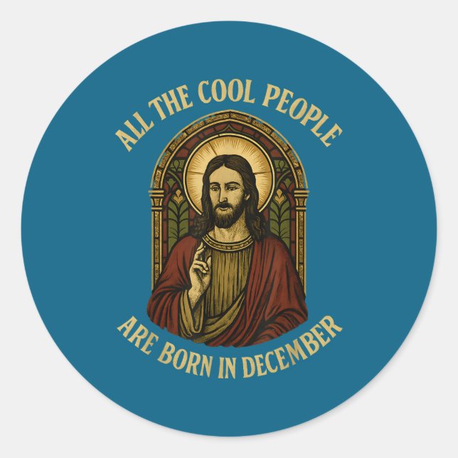 Sticker Rond All Cool People Are Born In December Birthday Chri (Devant)