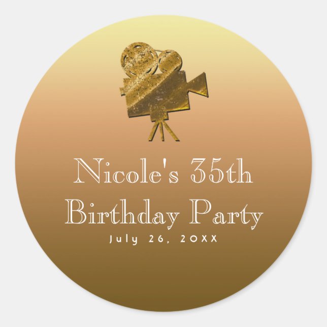 Sticker Rond All Gold Cinema & Stars Hollywood Party Favoriser (Devant)