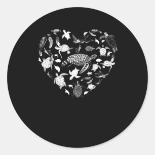 Sticker Rond All i need is love a Loves and A Turtle