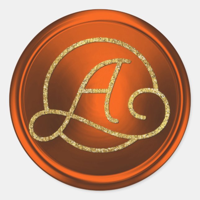Sticker Rond ALL INITIALS Gold Circle Monogram Pumpkin Rust (Devant)