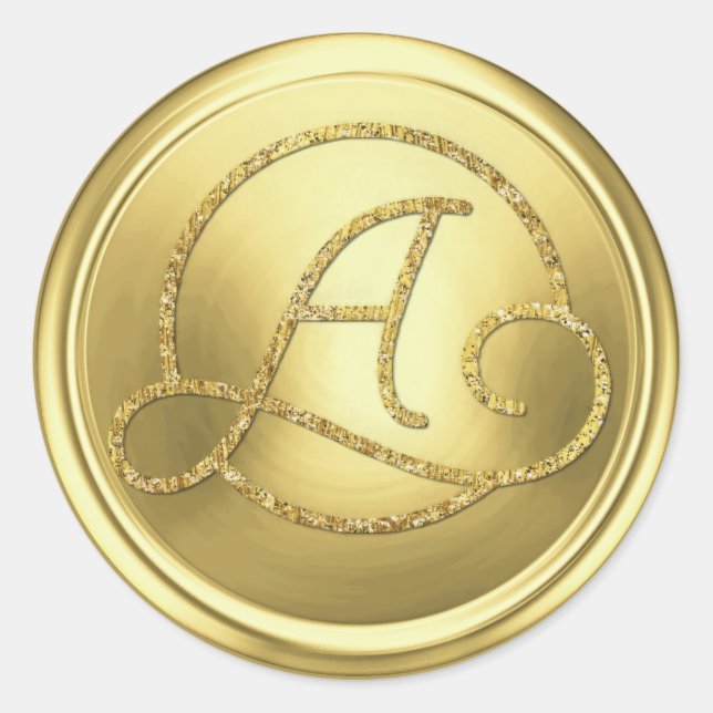 Sticker Rond ALL INITIALS Gold Circle Monogram Soft Gold (Devant)