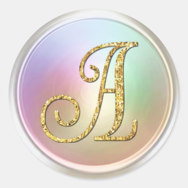 Sticker Rond ALL INITIALS Gold Monogram 3 Pearly (Devant)