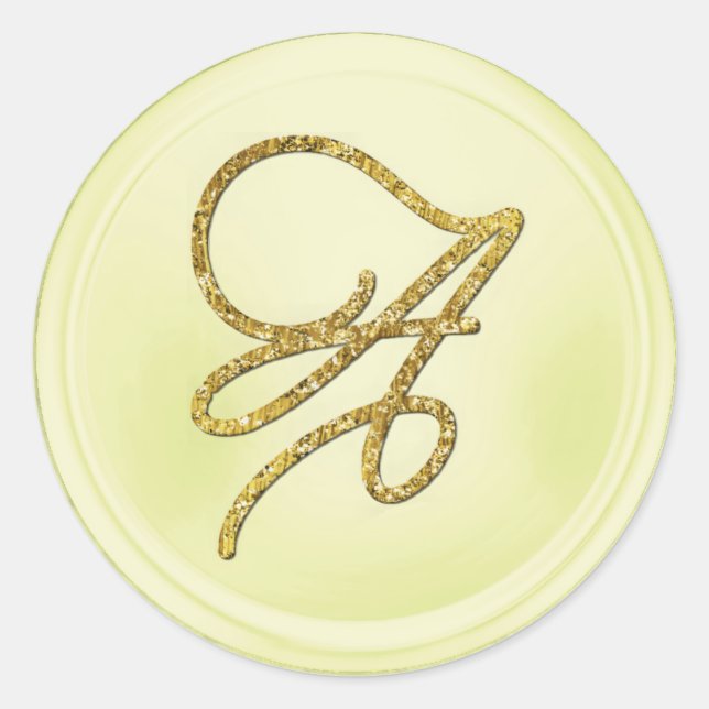 Sticker Rond ALL INITIALS Gold Script Monogram Butter (Devant)