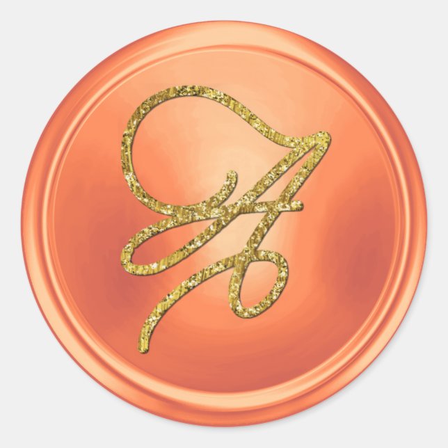 Sticker Rond ALL INITIALS Gold Script Monogram Copper (Devant)