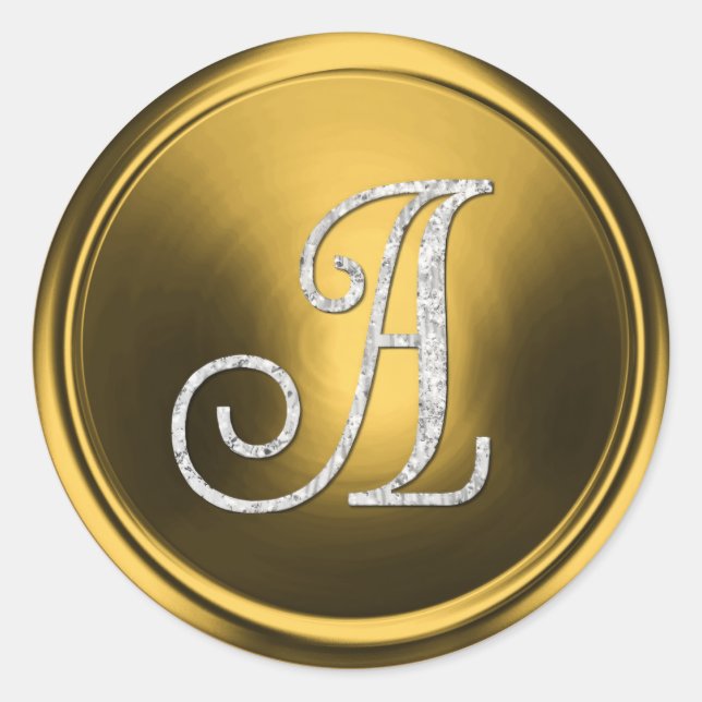 Sticker Rond ALL INITIALS Silver Monogram 3 Old Gold (Devant)