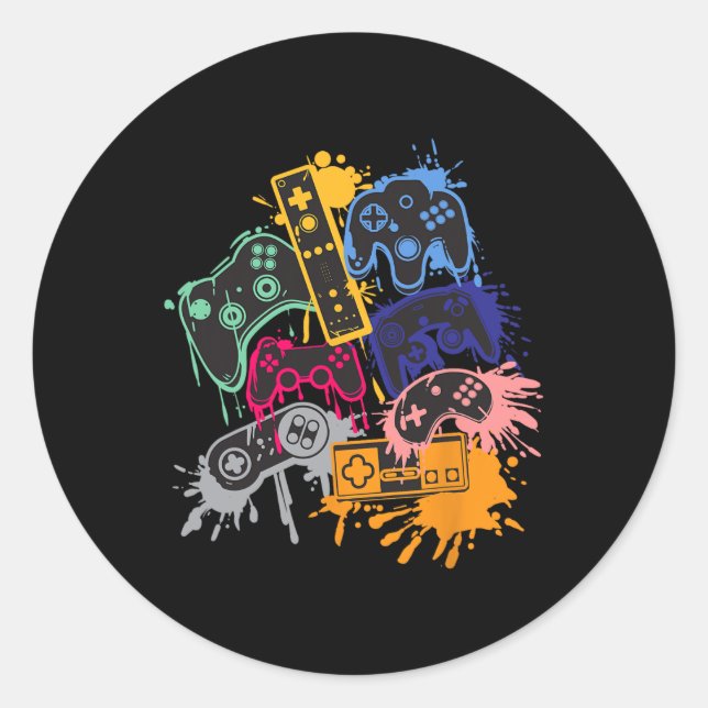 Sticker Rond All Things Video Game Controller 1 (Devant)