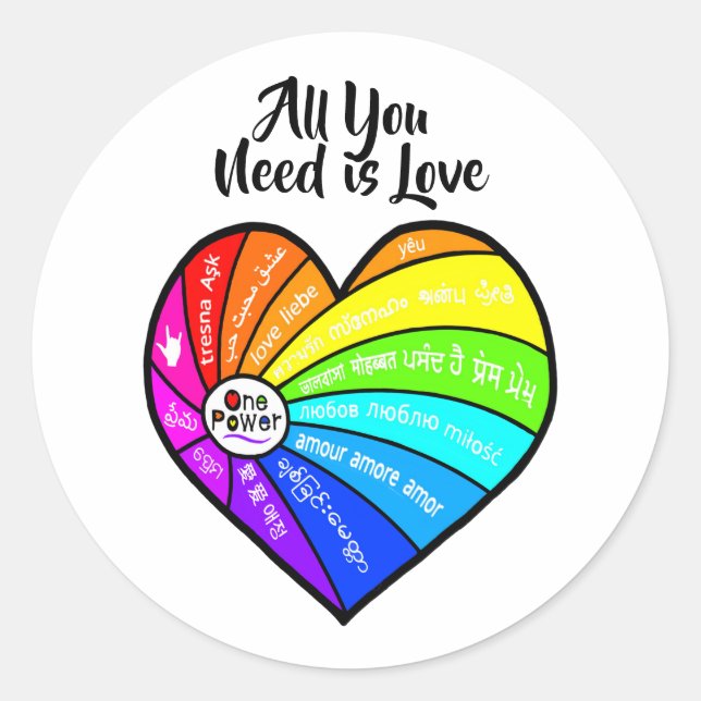 Sticker Rond All You Need is Love (Devant)