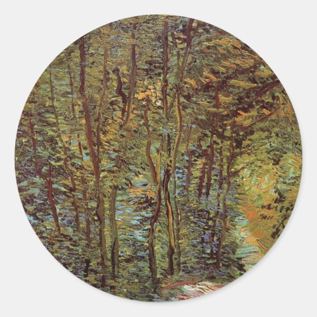 Sticker Rond Allée dans les Bois par Vincent van Gogh (Devant)