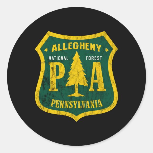 Sticker Rond Allegheny National Forest Pennsylvania Shield Look (Devant)