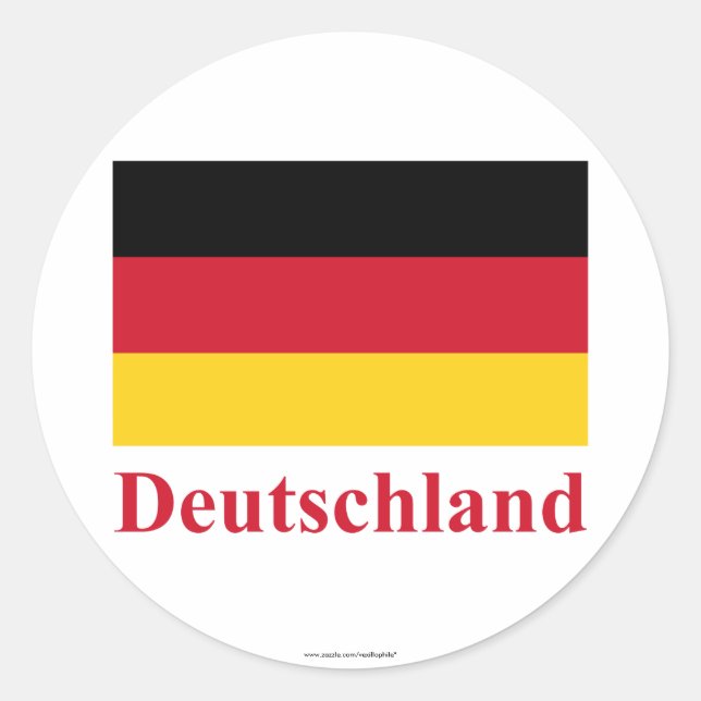 Sticker Rond Allemagne Drapeau avec nom en allemand (Devant)