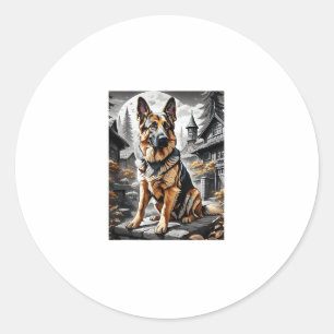 Sticker Rond Allemand Berger Chien Tête Portrait Amoureux des c