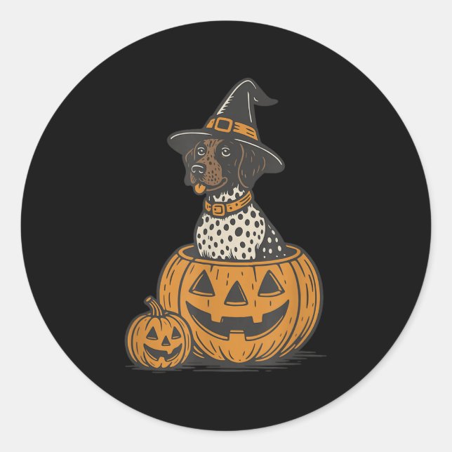 Sticker Rond Allemand Raccourci Inter Halloween Gsp Chien Maman (Devant)
