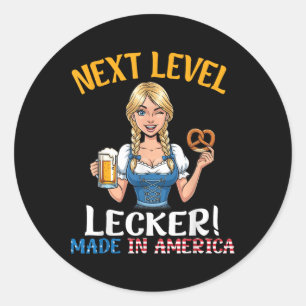 Sticker Rond Allemande Beer Pretzel Niveau Suivant Lecker Fabri