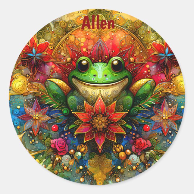 Sticker Rond ALLEN ~ SHINY Christmas FROG ~ (Devant)