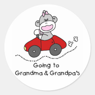 Sticker Rond Aller à la grand-maman et aux grand-papas