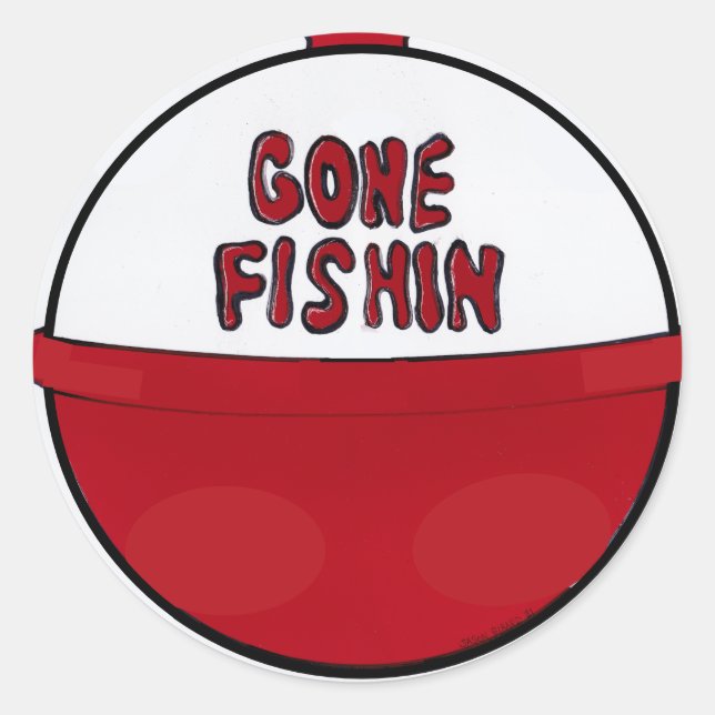 Sticker Rond Aller à la pêche (Devant)
