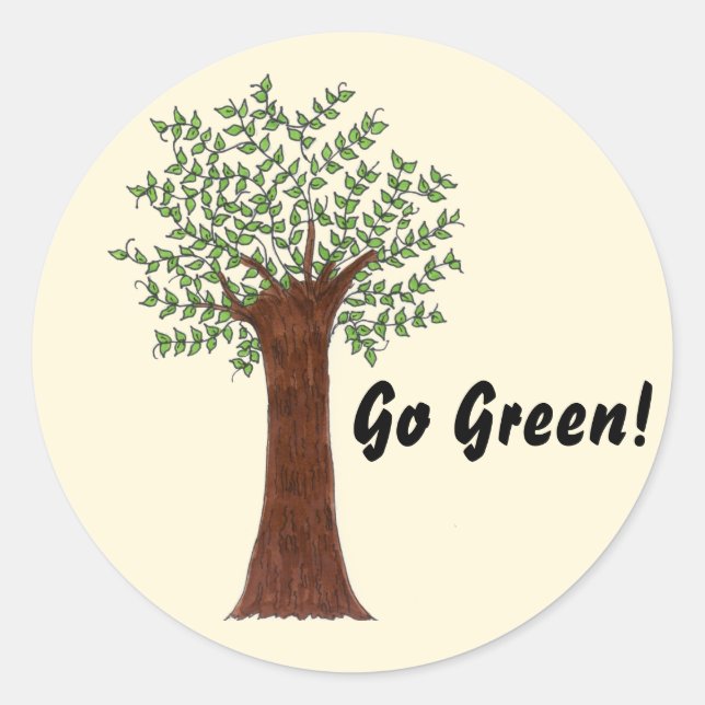 Sticker Rond Aller Arbre Vert (Devant)