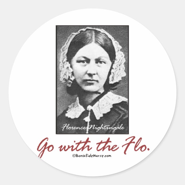 Sticker Rond Aller avec Florence Nightingale (Devant)