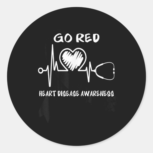 Sticker Rond Aller Mois de sensibilisation aux maladies du coeu (Devant)