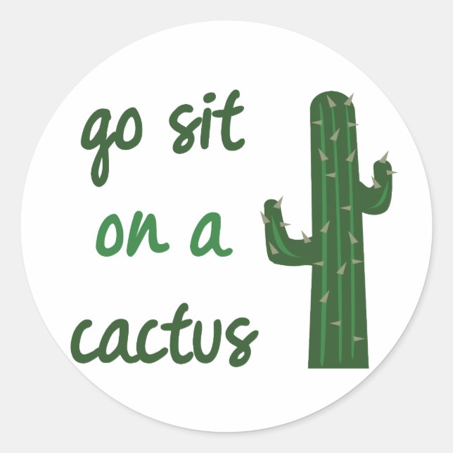 Sticker Rond Aller S'Asseoir Sur Un Cactus (Devant)