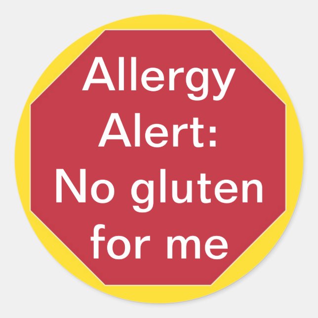 Sticker Rond Allergie Allert : Pas de gluten texte personnalisa (Devant)