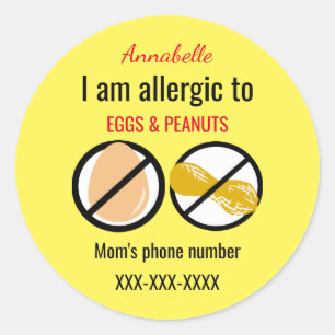 Sticker Rond Allergie aux arachides et aux oeufs Enfants Person