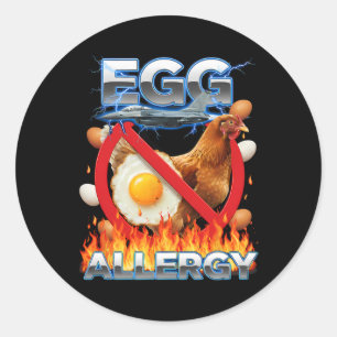 Sticker Rond Allergie aux œufs sans œufs drôle poulet allergie