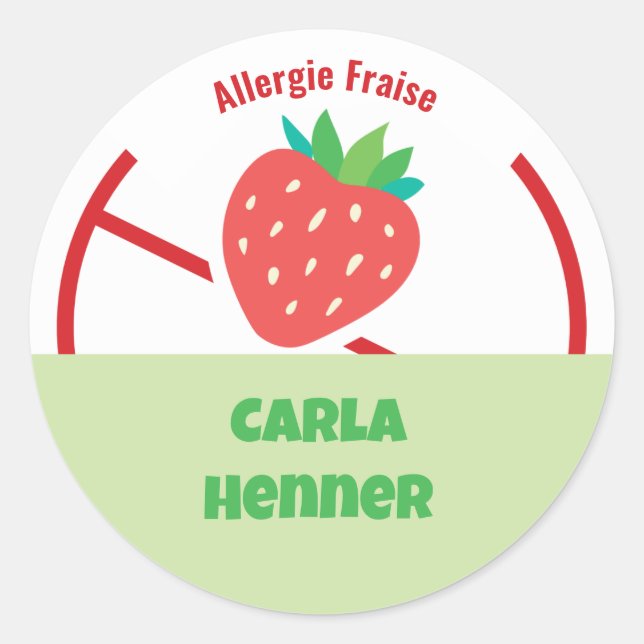 Sticker Rond Allergie Fraise (Devant)