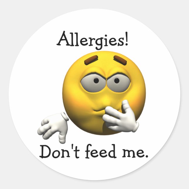 Sticker Rond Allergies ! Ne me nourris pas. (Devant)