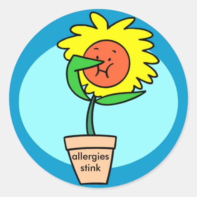 Sticker Rond allergies puent, éternuer fleur (Devant)