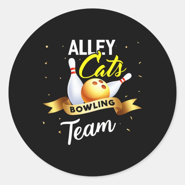 Sticker Rond Alley Cat Bowling Shirt Funny Bowler Bowler Bowlin (Devant)