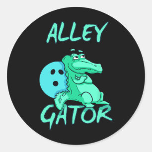 Sticker Rond Alley Gator Funny Bowling T Shirt
