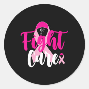 Sticker Rond Allez combattre Cure Rose Ruban Sensibilisation au