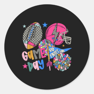 Sticker Rond Allez Gagnez Touchdown Jour de Match de Football A