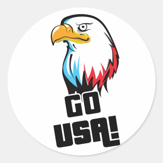 Sticker Rond Allez les États-Unis ! aigle américain (Devant)