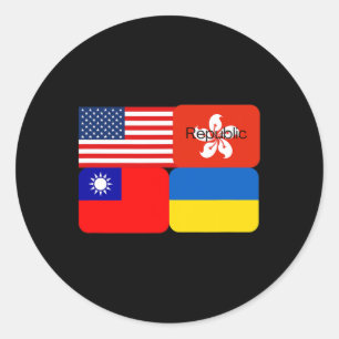 Sticker Rond Alliance de la liberté États-Unis Hong Kong Républ
