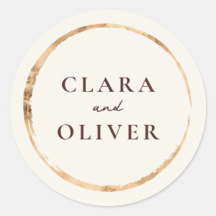 Sticker Rond Alliance en or Tuscane vignoble mariage enveloppe