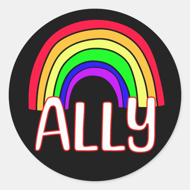 Sticker Rond Alliance LGBTQIA+ | Cute Rainbow Support Pride (Devant)