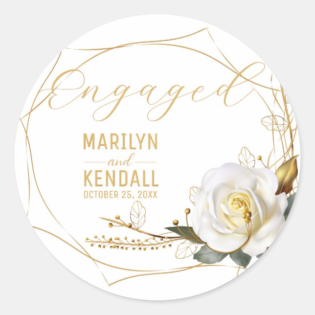 Sticker Rond Alliance romantique en or rose  (Devant)