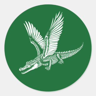 Sticker Rond alligator ailé volant haut
