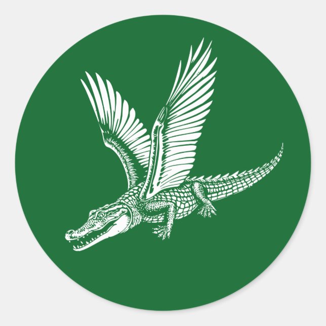 Sticker Rond alligator ailé volant haut (Devant)