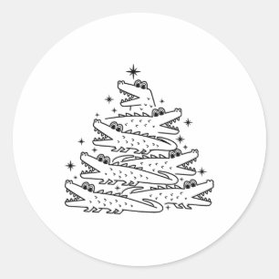 Sticker Rond Alligator Christmas Tree Swea