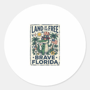 Sticker Rond Alligator de Floride Patriotique 4 juillet