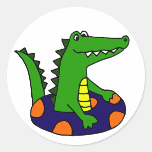Sticker Rond Alligator drôle dans le tube intérieur