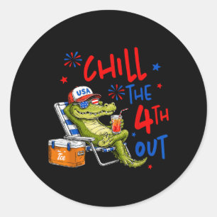 Sticker Rond Alligator Drôle S'éclater Le Quatre Patriote 4ème